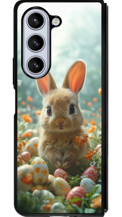 Samsung Galaxy Z Fold5 Case Hülle - Silikon schwarz Easter 2026 Rabbit in the garden