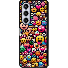 Samsung Galaxy Z Fold5 Case Hülle - Silikon schwarz Emoji Mix Farbe