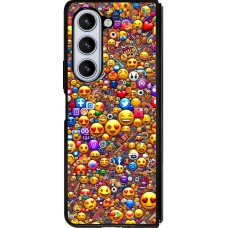 Samsung Galaxy Z Fold5 Case Hülle - Silikon schwarz Emoji gemischt