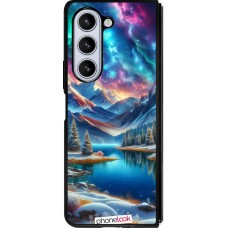 Samsung Galaxy Z Fold5 Case Hülle - Silikon schwarz Fantasiebergsee Himmel Sterne