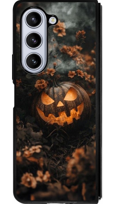 Samsung Galaxy Z Fold5 Case Hülle - Silikon schwarz Halloween 2025 Pumpkin with flowers
