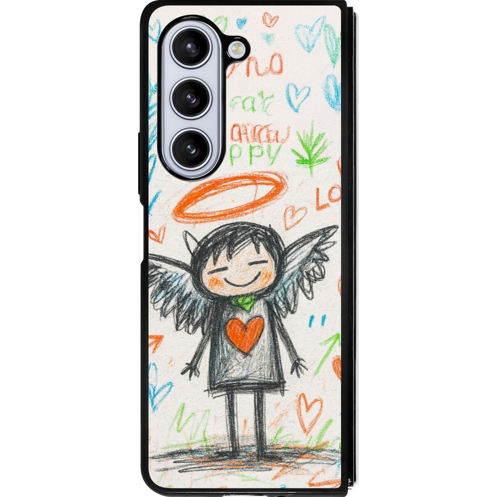 Samsung Galaxy Z Fold5 Case Hülle - Silikon schwarz Little Angel Sketch Love