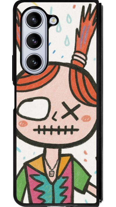 Coque Samsung Galaxy Z Fold5 - Silicone rigide noir Little Girl Sketch