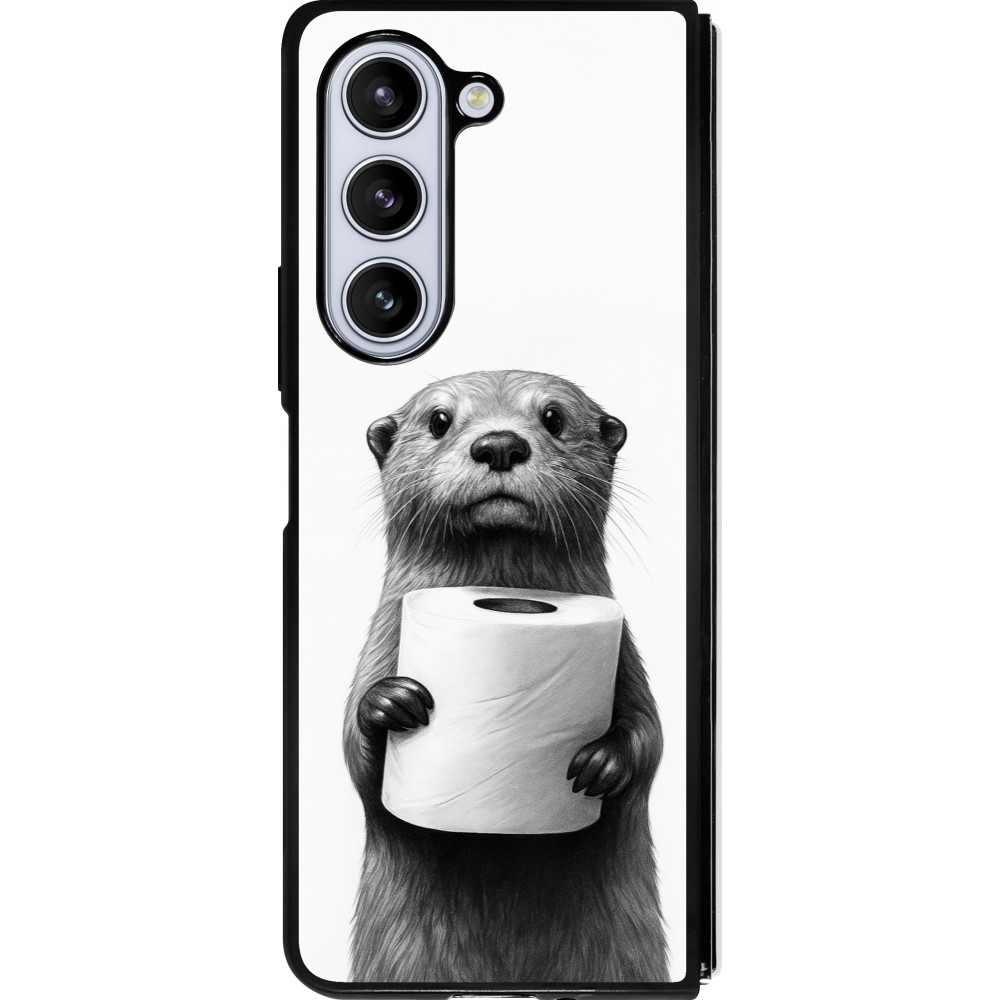 Samsung Galaxy Z Fold5 Case Hülle - Silikon schwarz Otter Toilettenpapier
