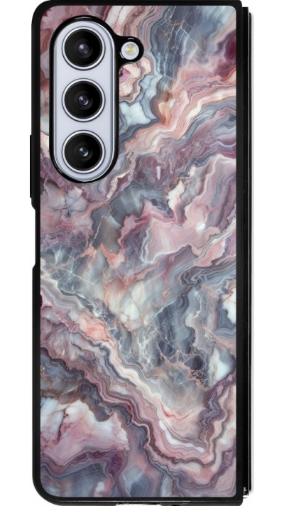 Samsung Galaxy Z Fold5 Case Hülle - Silikon schwarz Violetter silberner Marmor