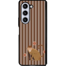Samsung Galaxy Z Fold5 Case Hülle - Silikon schwarz Monkey with stripes