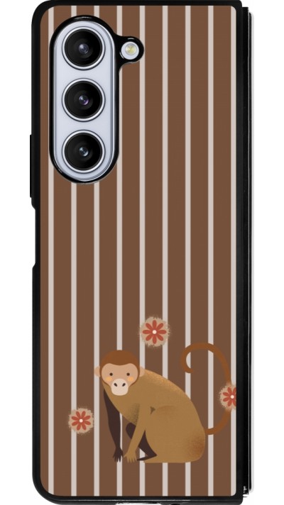 Samsung Galaxy Z Fold5 Case Hülle - Silikon schwarz Monkey with stripes
