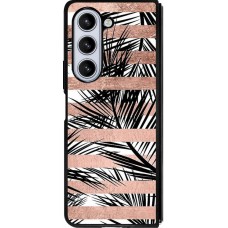 Samsung Galaxy Z Fold5 Case Hülle - Silikon schwarz Palm trees gold stripes