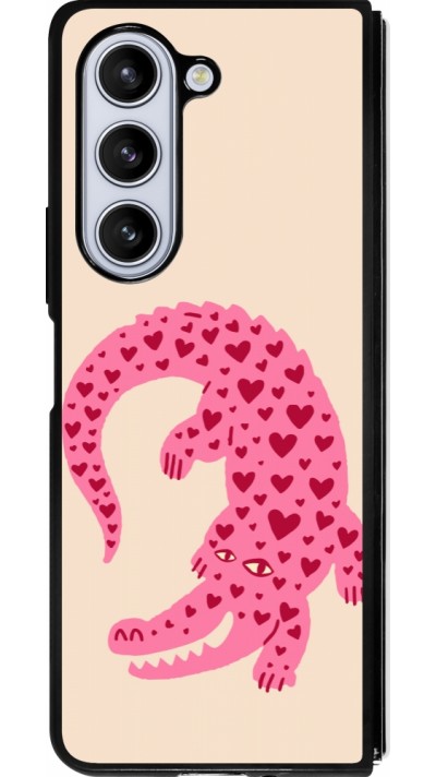 Samsung Galaxy Z Fold5 Case Hülle - Silikon schwarz Pink crocodile 2026