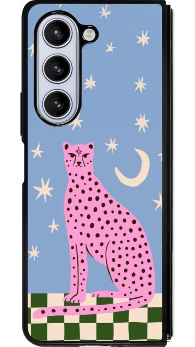 Samsung Galaxy Z Fold5 Case Hülle - Silikon schwarz Pink leopard with stars 2026