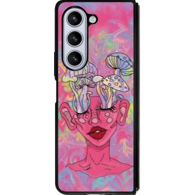 Samsung Galaxy Z Fold5 Case Hülle - Silikon schwarz Psychedelic pink mushroom