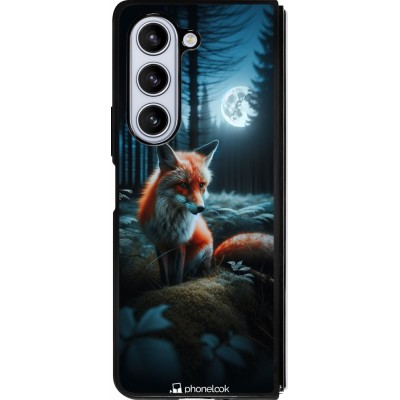 Samsung Galaxy Z Fold5 Case Hülle - Silikon schwarz Fuchs Mond Wald