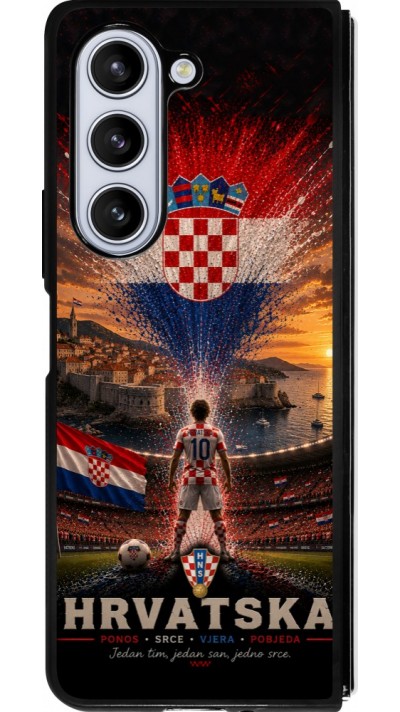 Samsung Galaxy Z Fold5 Case Hülle - Silikon schwarz Fussball Kroatien splash 2026