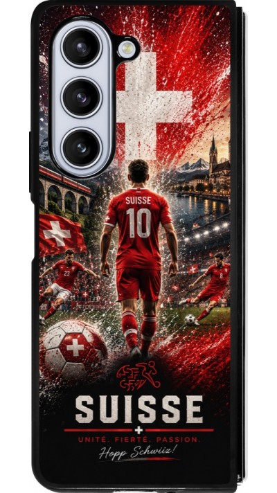 Samsung Galaxy Z Fold5 Case Hülle - Silikon schwarz Fussball Suisse splash 2026