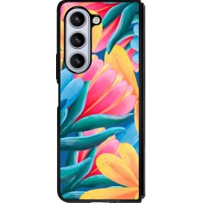 Samsung Galaxy Z Fold5 Case Hülle - Silikon schwarz Spring 23 colorful flowers
