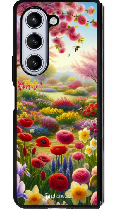 Samsung Galaxy Z Fold5 Case Hülle - Silikon schwarz Frühling 25 Strauß Frühling