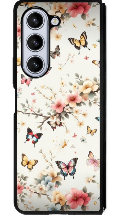 Samsung Galaxy Z Fold5 Case Hülle - Silikon schwarz Frühling 25 Leichte Schmetterlinge