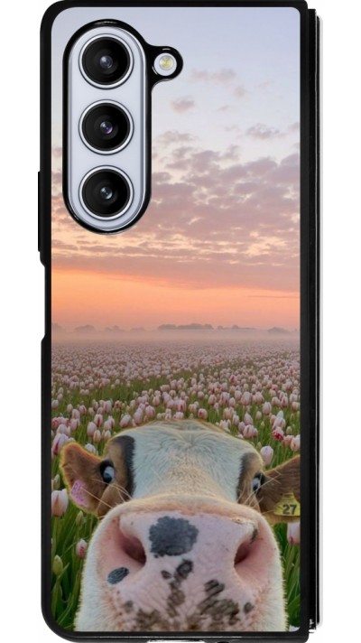 Samsung Galaxy Z Fold5 Case Hülle - Silikon schwarz Cow with tulips 2026