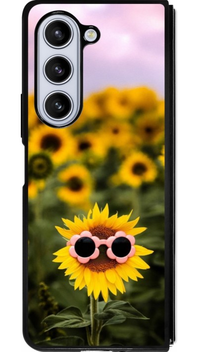Samsung Galaxy Z Fold5 Case Hülle - Silikon schwarz Sunflower with glasses 2026