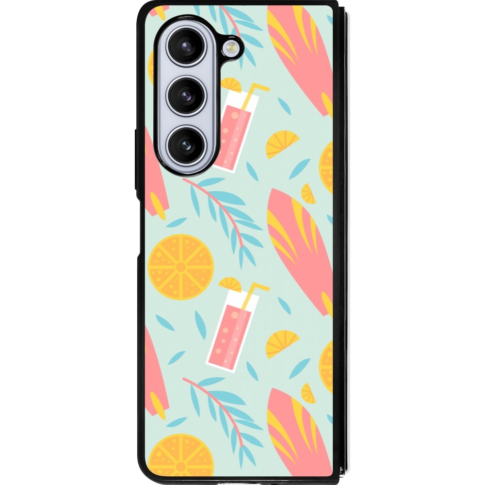 Samsung Galaxy Z Fold5 Case Hülle - Silikon schwarz Summer 2025 Pattern citron