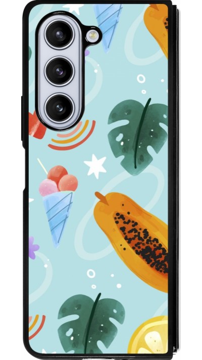 Samsung Galaxy Z Fold5 Case Hülle - Silikon schwarz Summer 2025 Pattern papaya