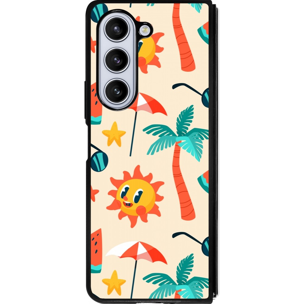 Samsung Galaxy Z Fold5 Case Hülle - Silikon schwarz Summer 2025 Pattern soleil