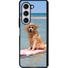Samsung Galaxy Z Fold5 Case Hülle - Silikon schwarz Summer Dog on Paddle