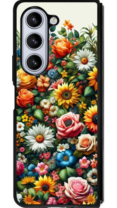 Samsung Galaxy Z Fold5 Case Hülle - Silikon schwarz Sommer Blumenmuster