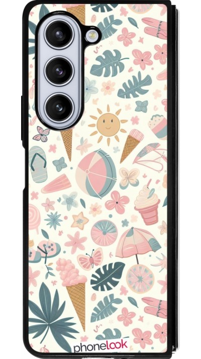 Samsung Galaxy Z Fold5 Case Hülle - Silikon schwarz Sommer Pink Muster