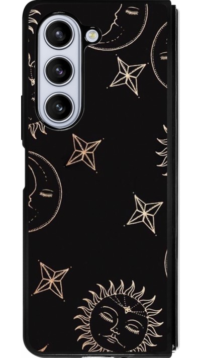 Coque Samsung Galaxy Z Fold5 - Silicone rigide noir Suns and Moons