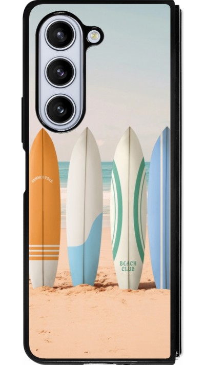 Coque Samsung Galaxy Z Fold5 - Silicone rigide noir Summer surfboard 2025