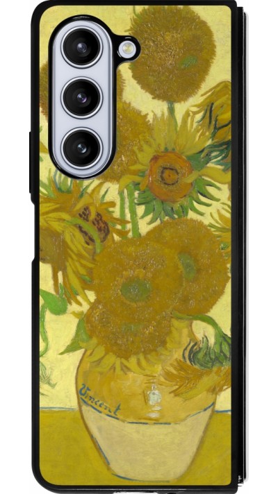 Samsung Galaxy Z Fold5 Case Hülle - Silikon schwarz Kunstbild - Sonnenblumen  - Van Gogh