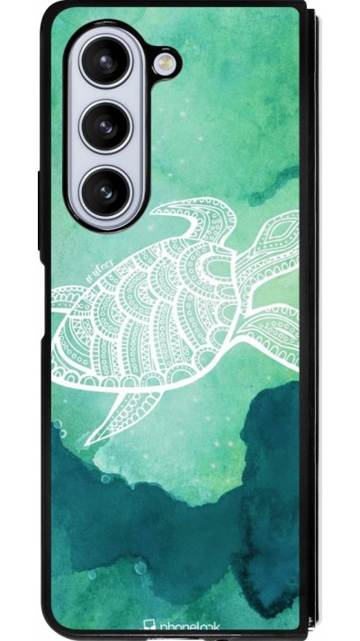 Samsung Galaxy Z Fold5 Case Hülle - Silikon schwarz Turtle Aztec Watercolor