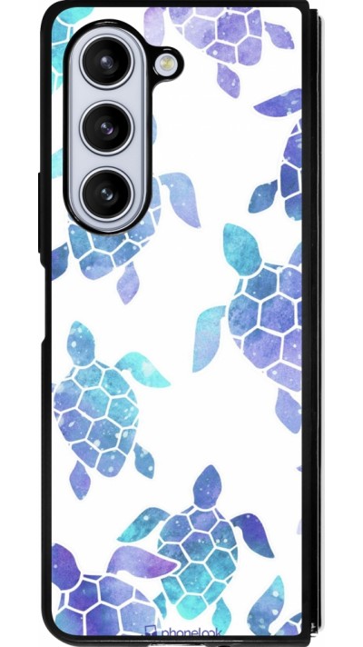Samsung Galaxy Z Fold5 Case Hülle - Silikon schwarz Turtles pattern watercolor