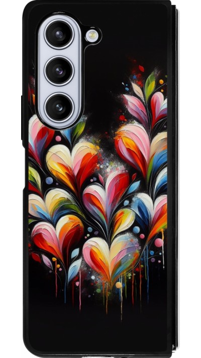 Samsung Galaxy Z Fold5 Case Hülle - Silikon schwarz Valentin 2024 Schwarzes Herz Abstrakt