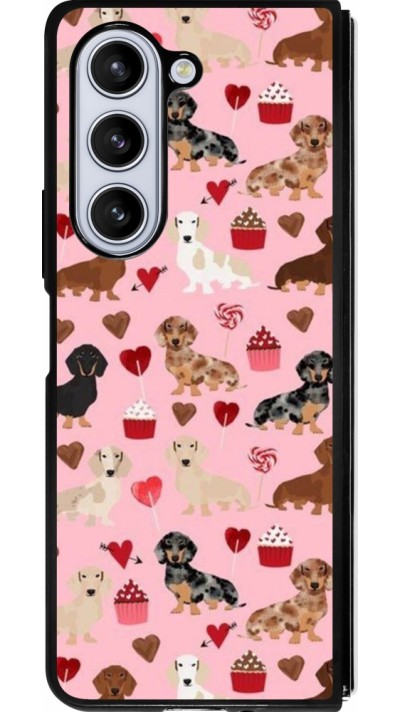 Samsung Galaxy Z Fold5 Case Hülle - Silikon schwarz Valentine 2024 puppy love