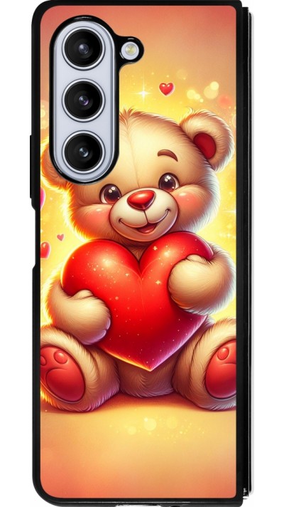Samsung Galaxy Z Fold5 Case Hülle - Silikon schwarz Valentin 2024 Teddy Liebe