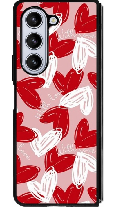 Samsung Galaxy Z Fold5 Case Hülle - Silikon schwarz Valentine 2024 with love heart