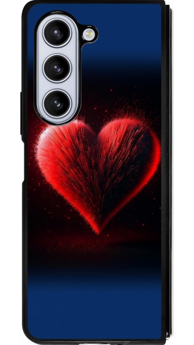 Samsung Galaxy Z Fold5 Case Hülle - Silikon schwarz Valentin 2025 rotes Herz