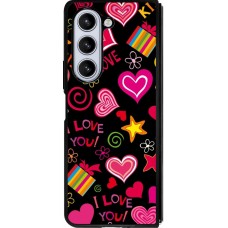 Samsung Galaxy Z Fold5 Case Hülle - Silikon schwarz Valentine 2023 love symbols