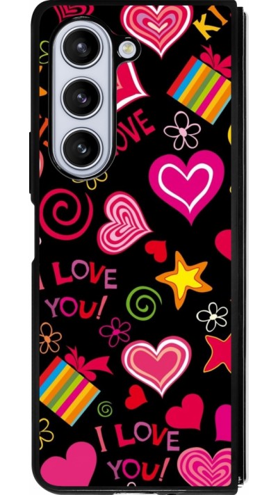 Samsung Galaxy Z Fold5 Case Hülle - Silikon schwarz Valentine 2023 love symbols