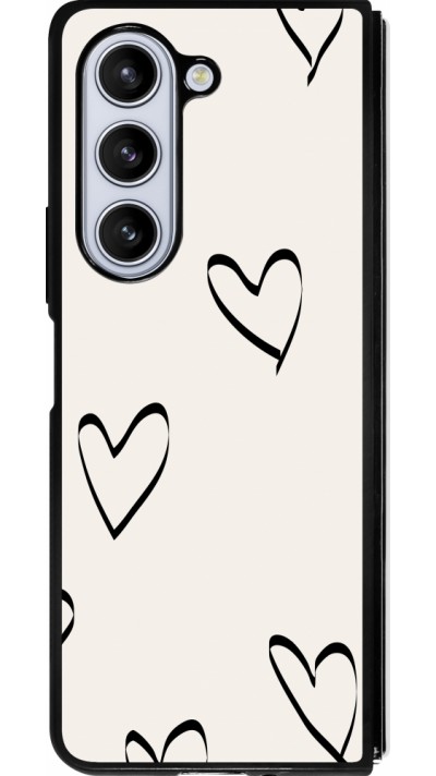Samsung Galaxy Z Fold5 Case Hülle - Silikon schwarz Valentine 2023 minimalist hearts
