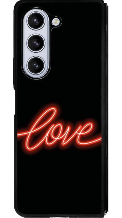 Samsung Galaxy Z Fold5 Case Hülle - Silikon schwarz Valentine 2023 neon love