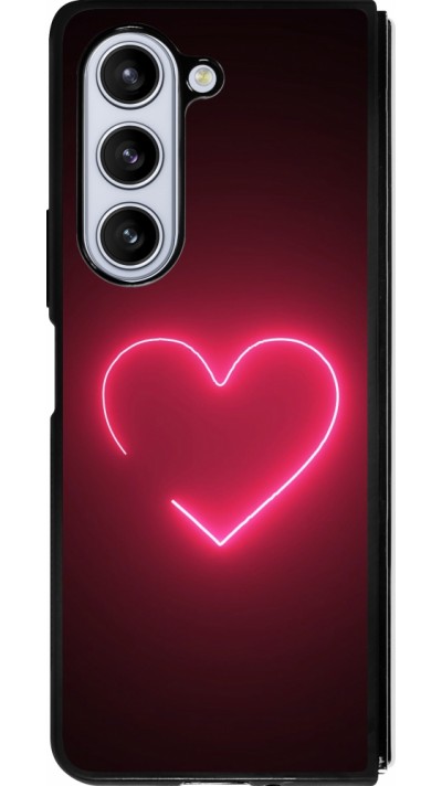 Samsung Galaxy Z Fold5 Case Hülle - Silikon schwarz Valentine 2023 single neon heart