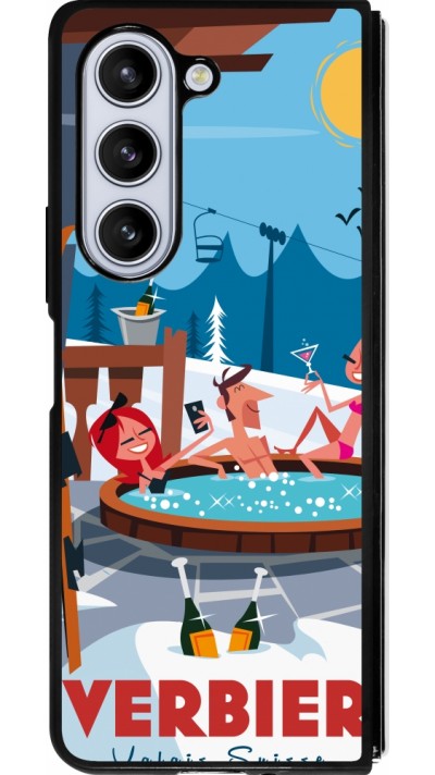 Coque Samsung Galaxy Z Fold5 - Silicone rigide noir Verbier Mountain Jacuzzi