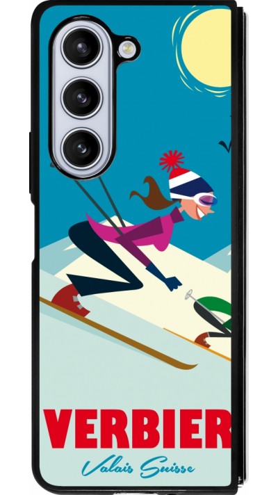 Samsung Galaxy Z Fold5 Case Hülle - Silikon schwarz Verbier Ski Downhill