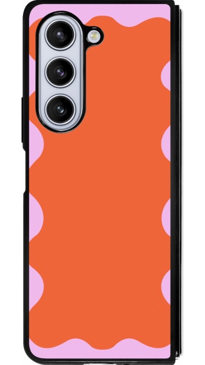 Samsung Galaxy Z Fold5 Case Hülle - Silikon schwarz Wavy Rectangle Orange Pink