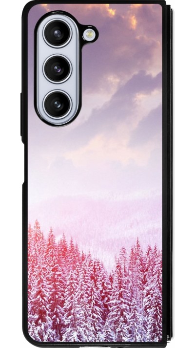 Samsung Galaxy Z Fold5 Case Hülle - Silikon schwarz Winter 22 Pink Forest