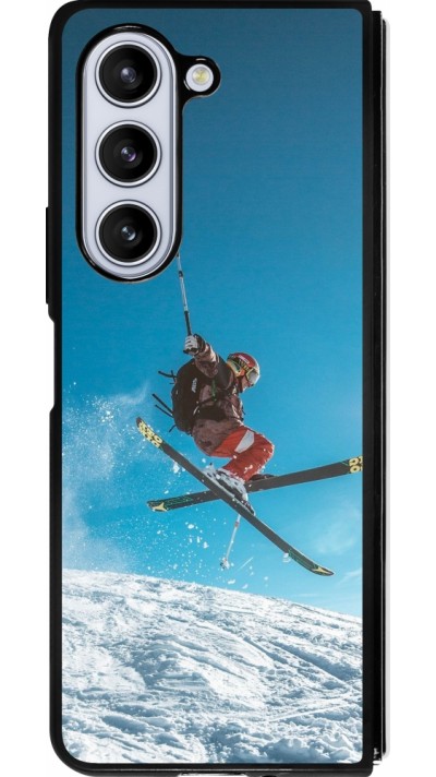 Samsung Galaxy Z Fold5 Case Hülle - Silikon schwarz Winter 22 Ski Jump
