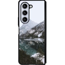 Samsung Galaxy Z Fold5 Case Hülle - Silikon schwarz Winter 22 snowy mountain and lake